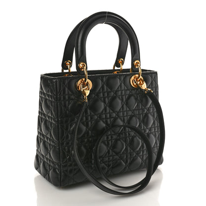Christian Dior Lambskin Cannage Medium Lady Dior Black 3 of 13