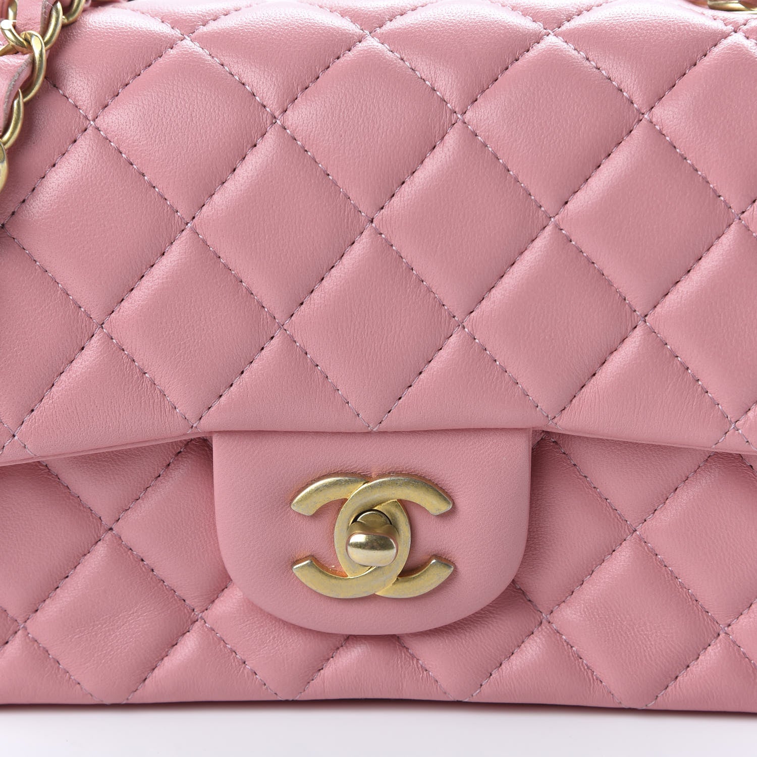 Chanel Lambskin Quilted Mini Rectangular Flap Pink 10 of 11