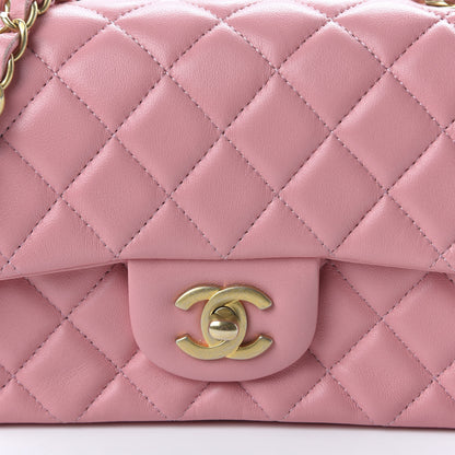 Chanel Lambskin Quilted Mini Rectangular Flap Pink 10 of 11