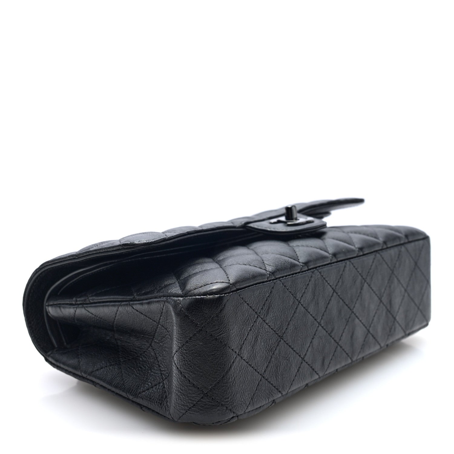 Chanel Crumpled Calfskin Quilted Medium Double Flap So Black 4 of 10