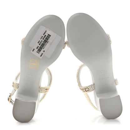 Chanel Lambskin CC Chain Braided Sandals 35 White 6 of 9