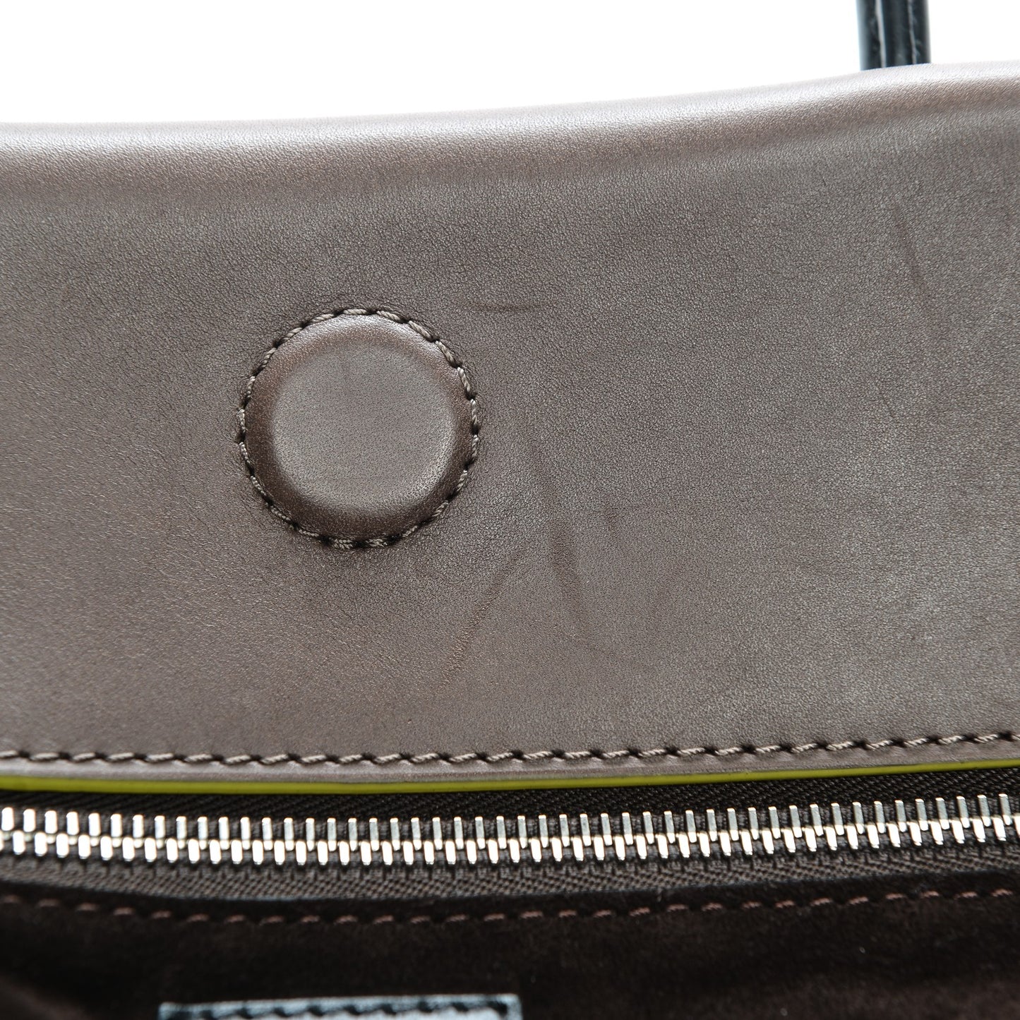 Veau Cachemire Cuir Orfevre Tote W PM Gris Neon