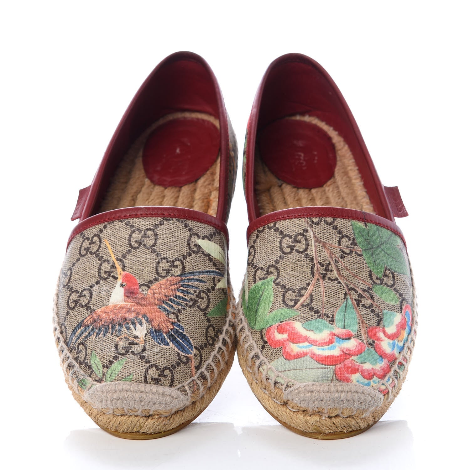 Gucci GG Supreme Monogram Tian Womens Espadrilles 35.5 Beige Multicolor Red 5 of 12