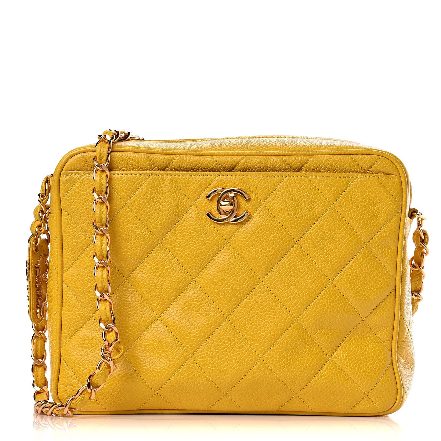 Caviar Quilted Camera Case Yellow