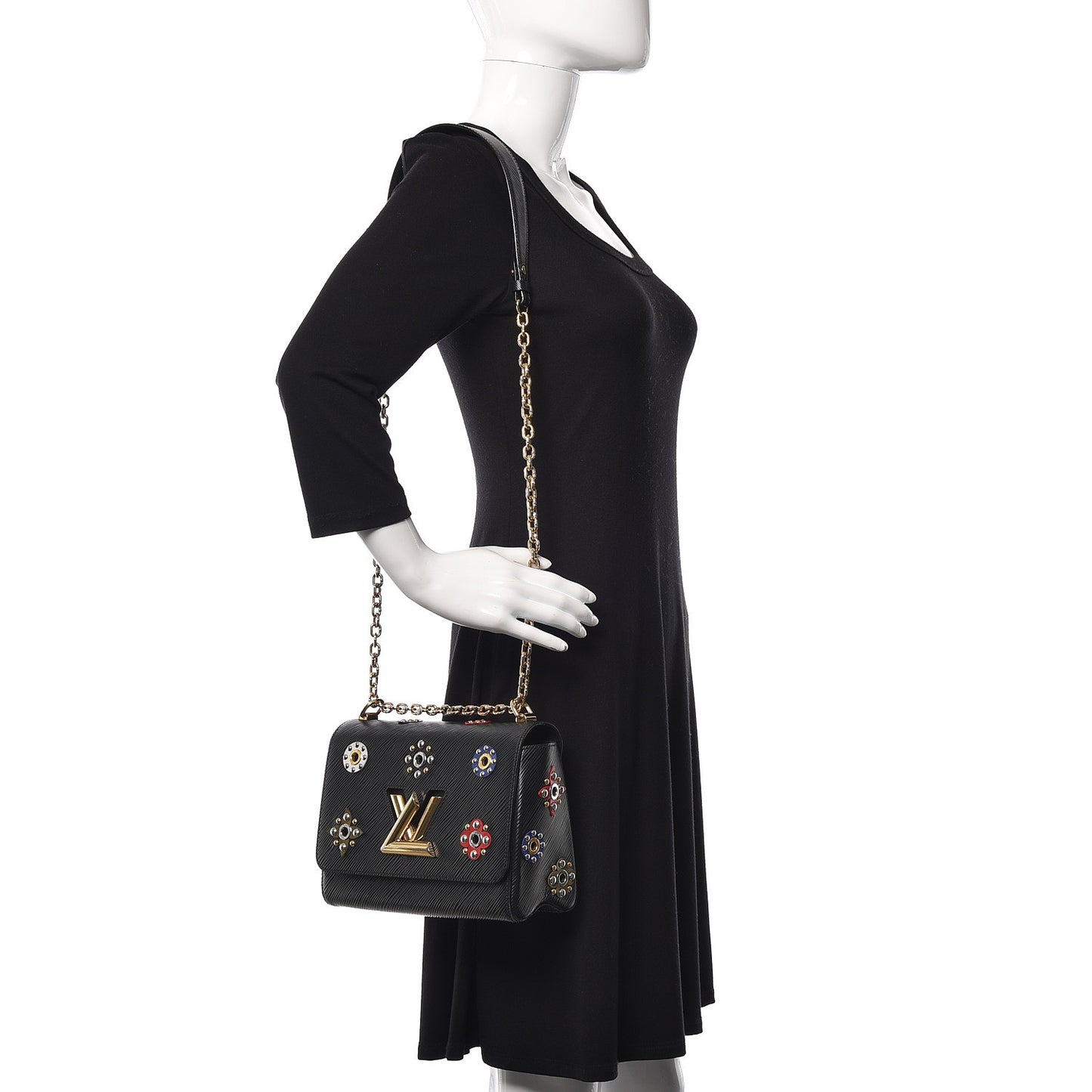 Epi Mechanical Flowers Twist Shoulder Bag MM Black