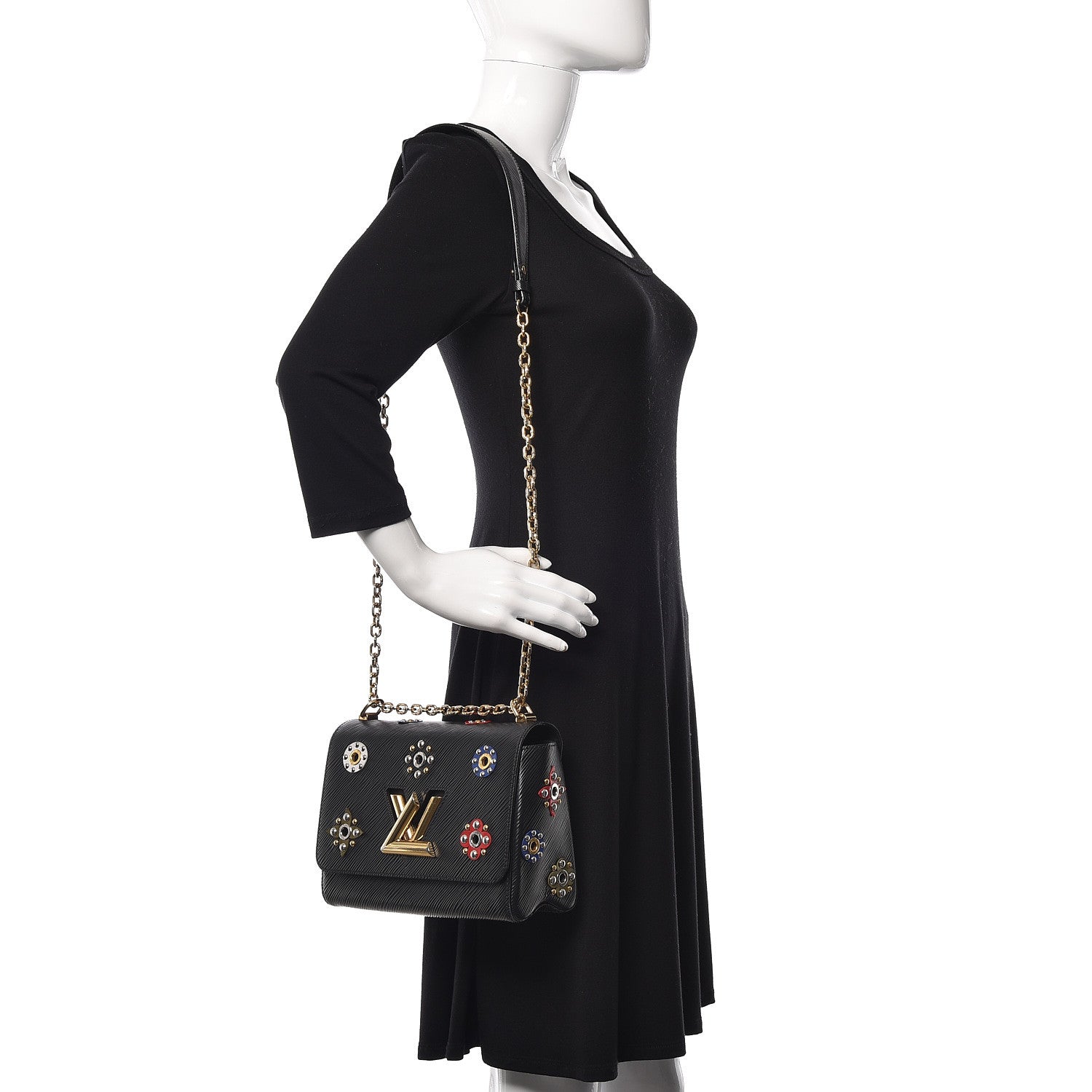 Louis Vuitton Epi Mechanical Flowers Twist Shoulder Bag MM Black 2 of 10