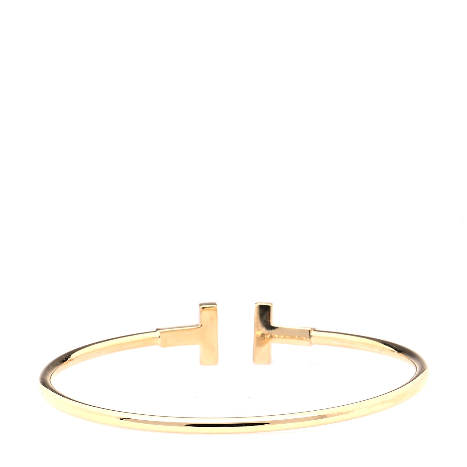 Tiffany 18K Yellow Gold Diamond T Wire Bracelet 2 of 4