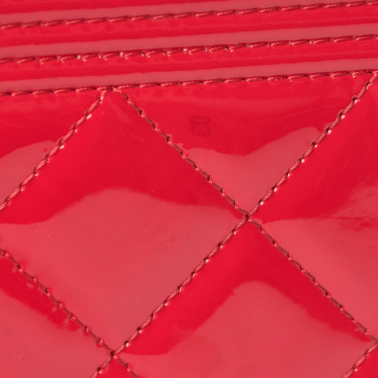 Chanel Patent Quilted Small Boy Zip Around Wallet Dark Pink 9 of 10