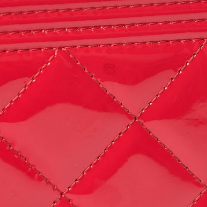 Chanel Patent Quilted Small Boy Zip Around Wallet Dark Pink 9 of 10
