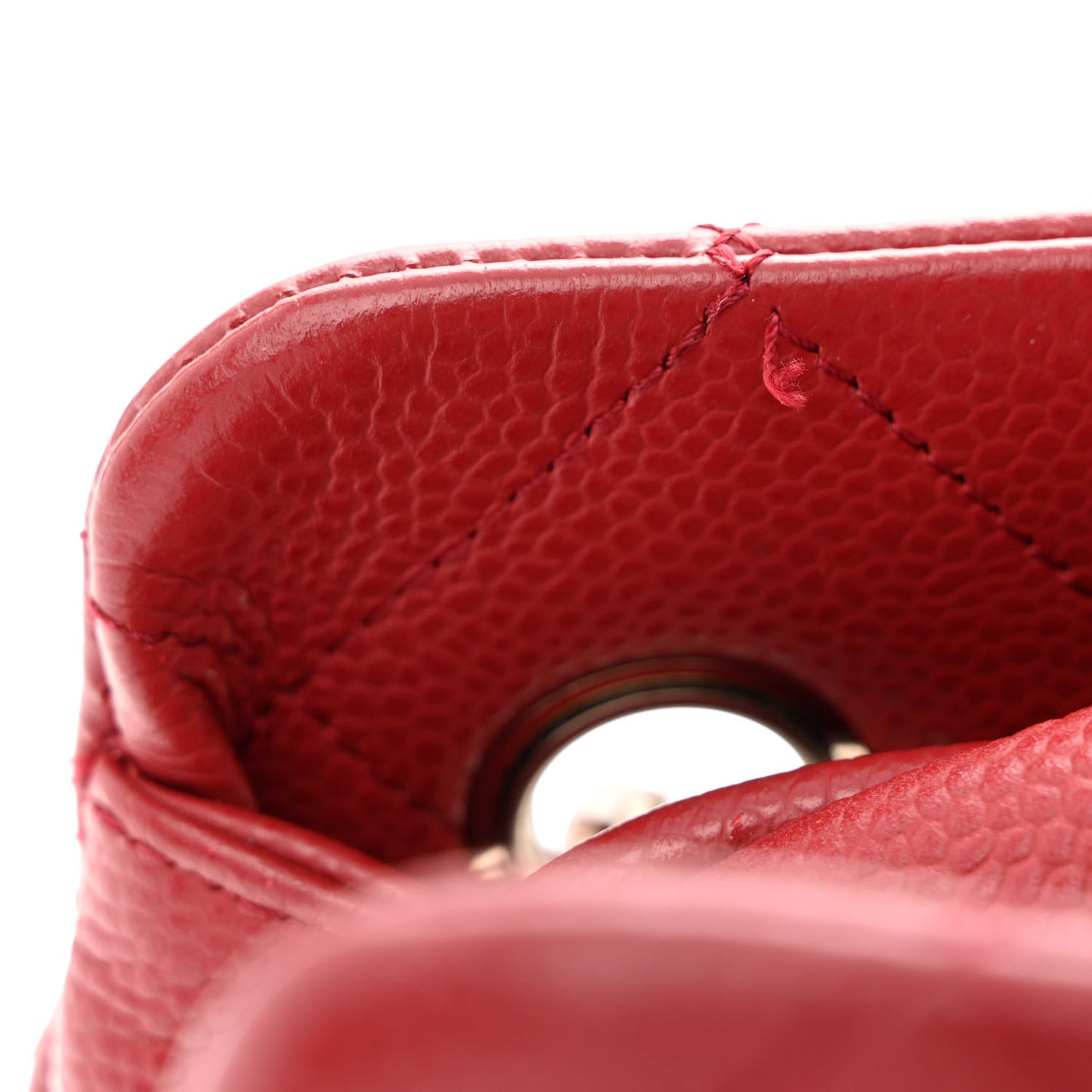 Caviar Quilted Bijoux Chain Shopping Tote Red