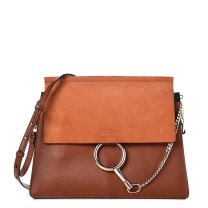 Chloe Suede Calfskin Medium Faye Shoulder Bag Tobacco 1 of 8