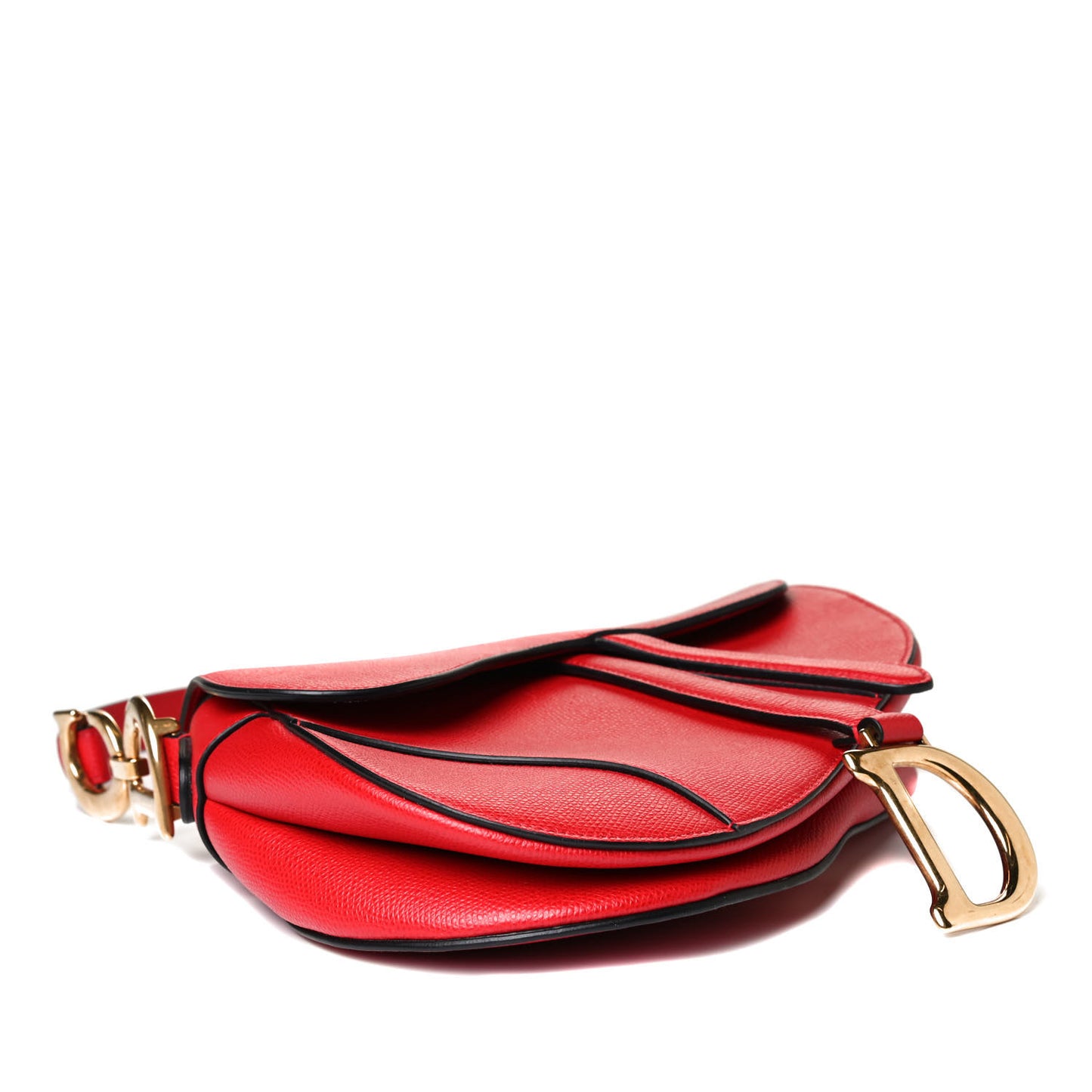 Grained Calfskin Saddle Bag Red