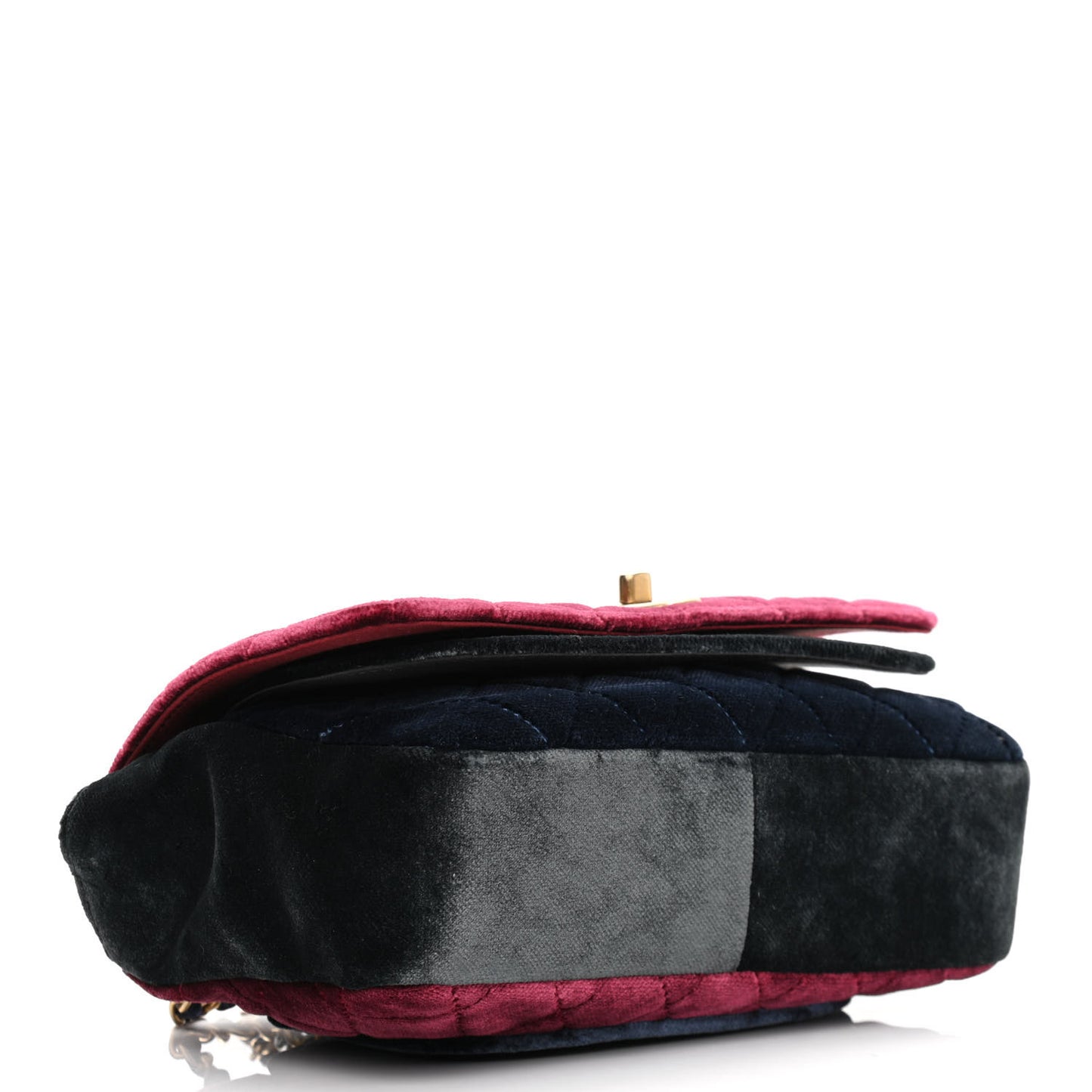 Velvet Quilted Medium Camellia Flap Black Red Blue
