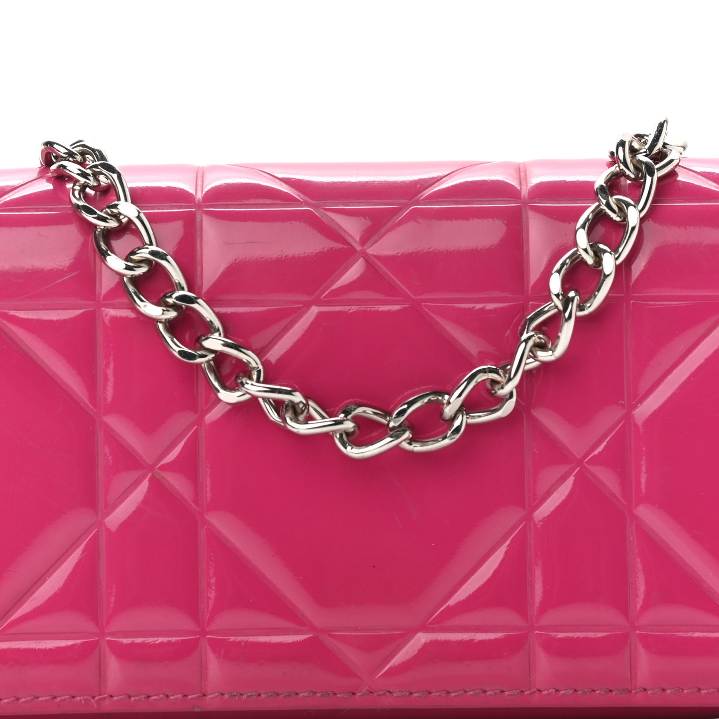 Patent Cannage Lady Dior Rendezvous Wallet On Chain Fuchsia