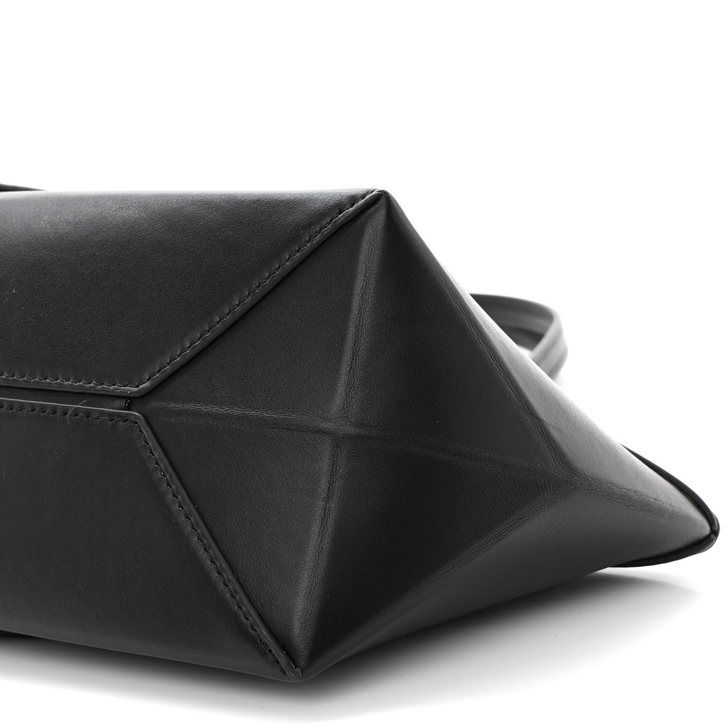 Shiny Calfskin Mini Cropped Puzzle Fold Tote Black