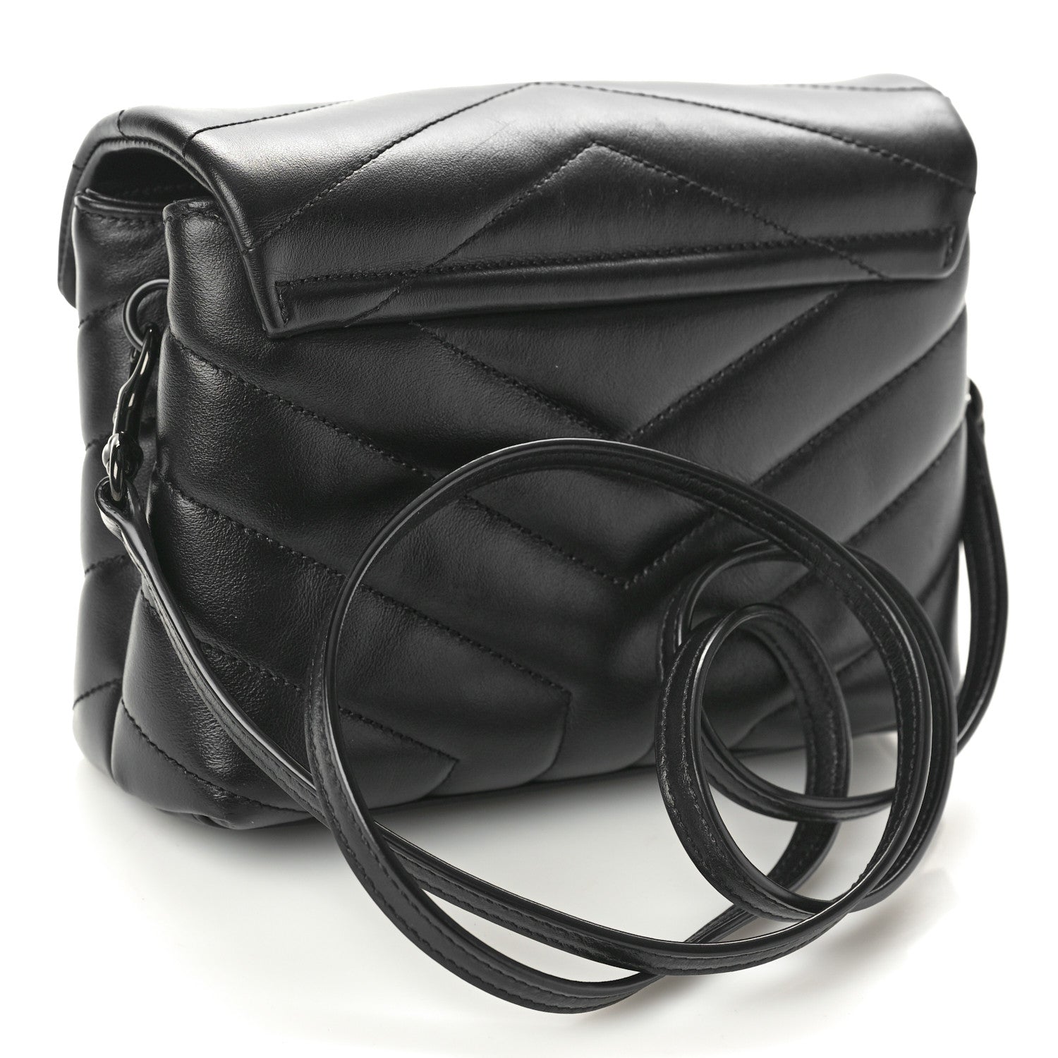 Saint Laurent Calfskin Y Quilted Monogram Monochrome Toy Loulou Crossbody Bag Black 3 of 10