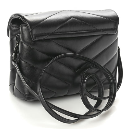 Saint Laurent Calfskin Y Quilted Monogram Monochrome Toy Loulou Crossbody Bag Black 3 of 10