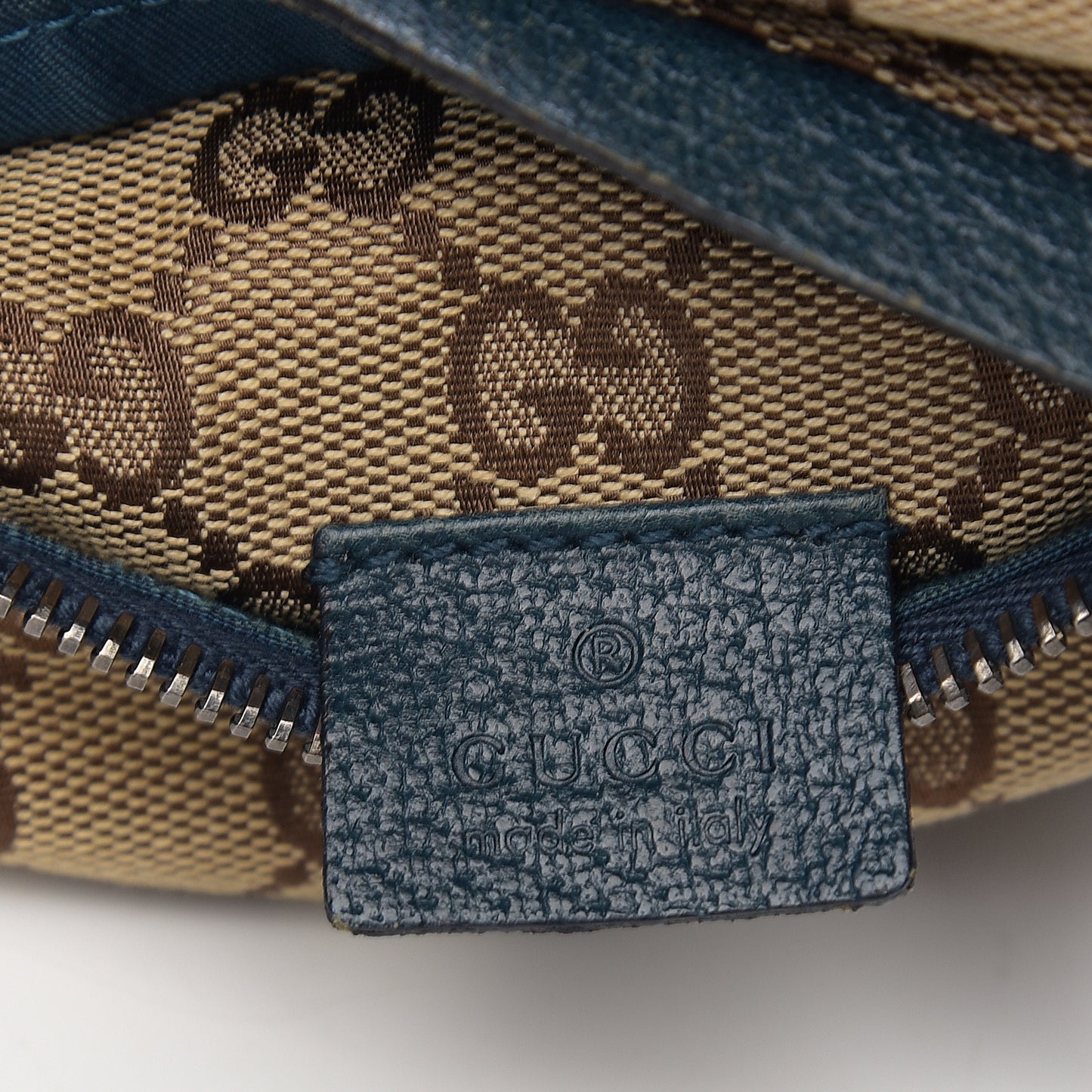 GG Monogram Web Double Pocket Belt Bag Blue