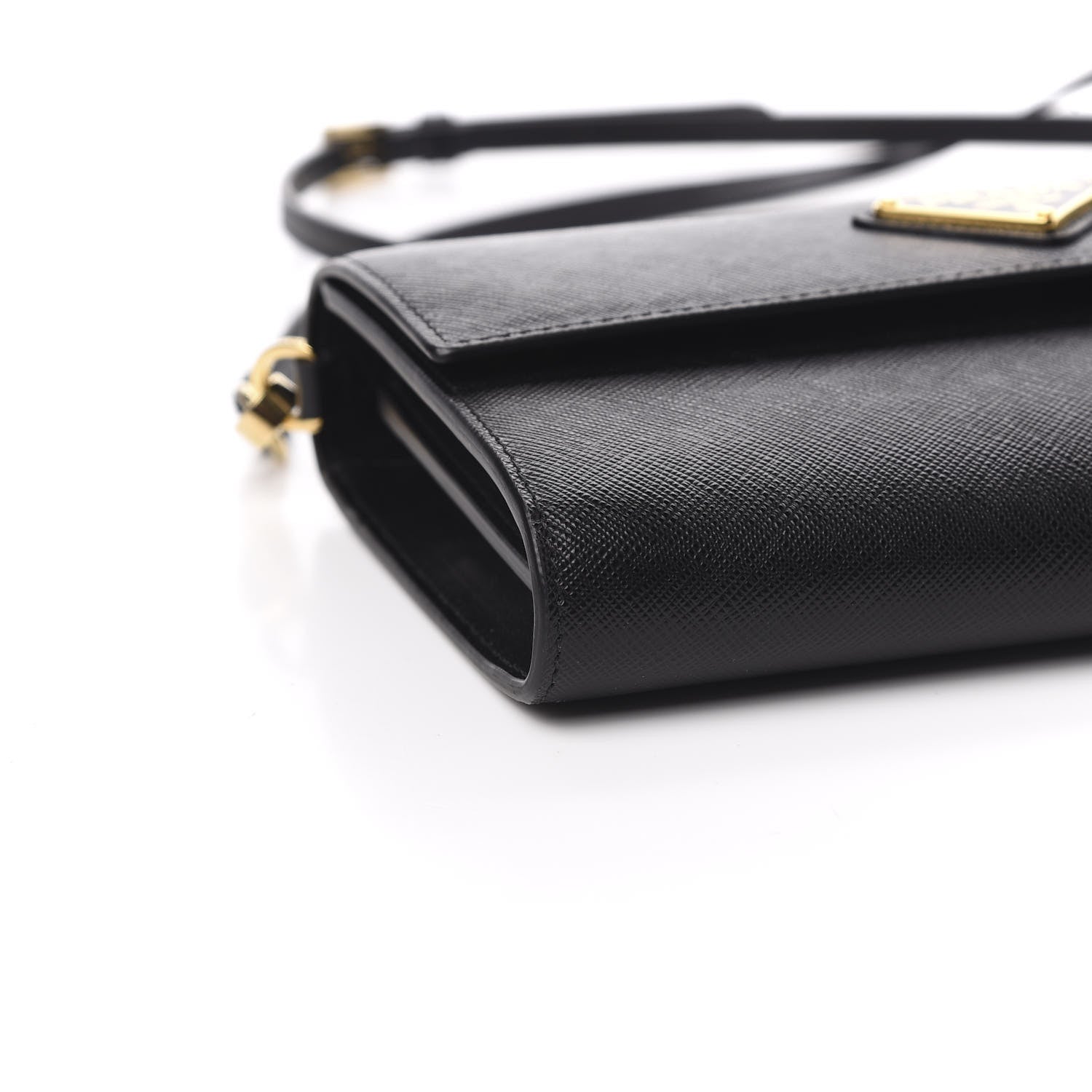 Prada Saffiano Wallet With Shoulder Strap Black 8 of 11