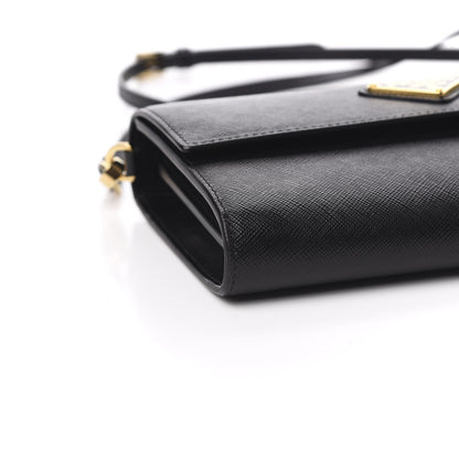 Prada Saffiano Wallet With Shoulder Strap Black 8 of 11