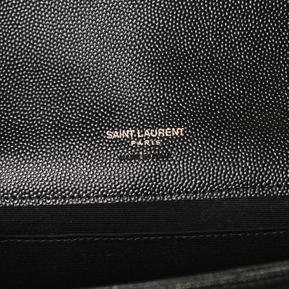 Saint Laurent Grain De Poudre Matelasse Chevron Monogram Envelope Clutch Black 6 of 10