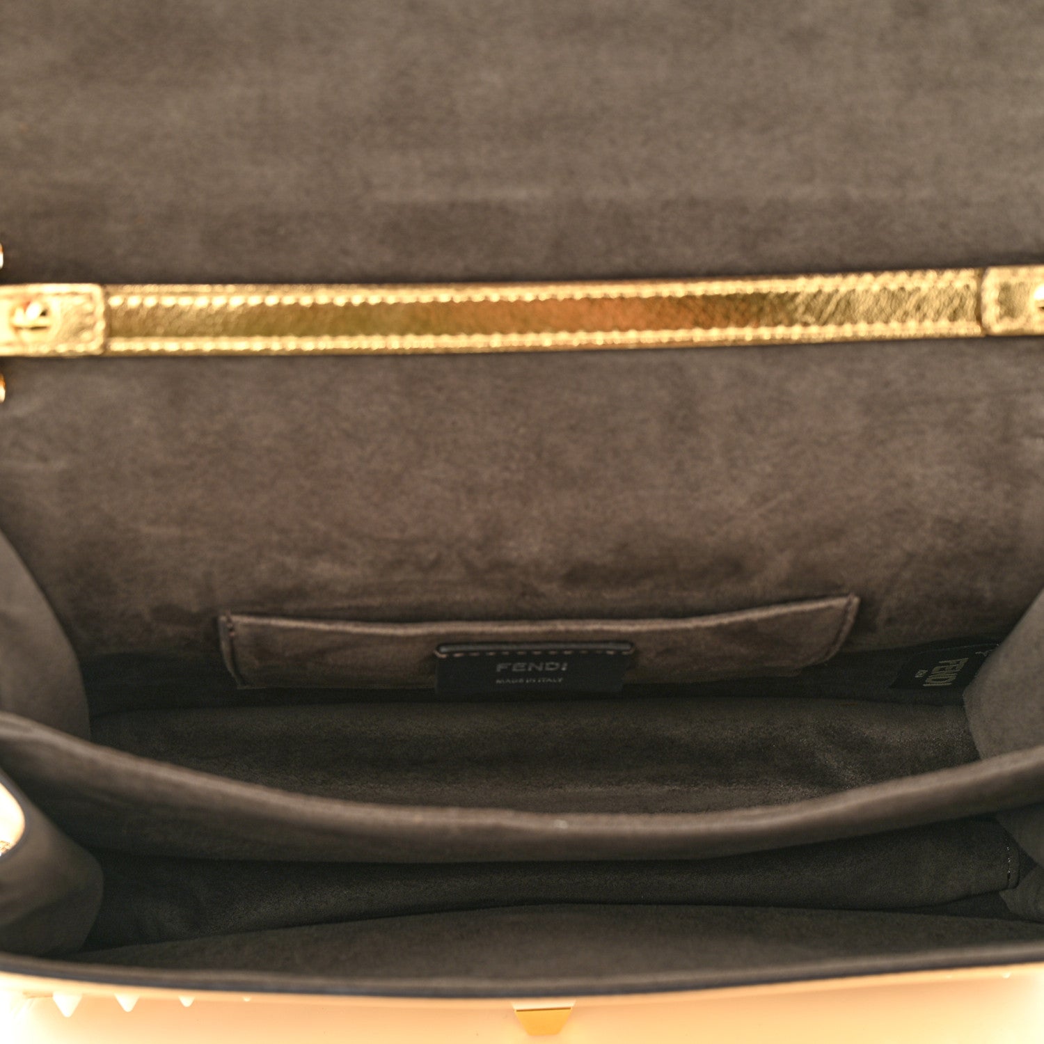 Fendi Metallic Calfskin Wonder Monster Kan I Shoulder Bag Gold 5 of 10