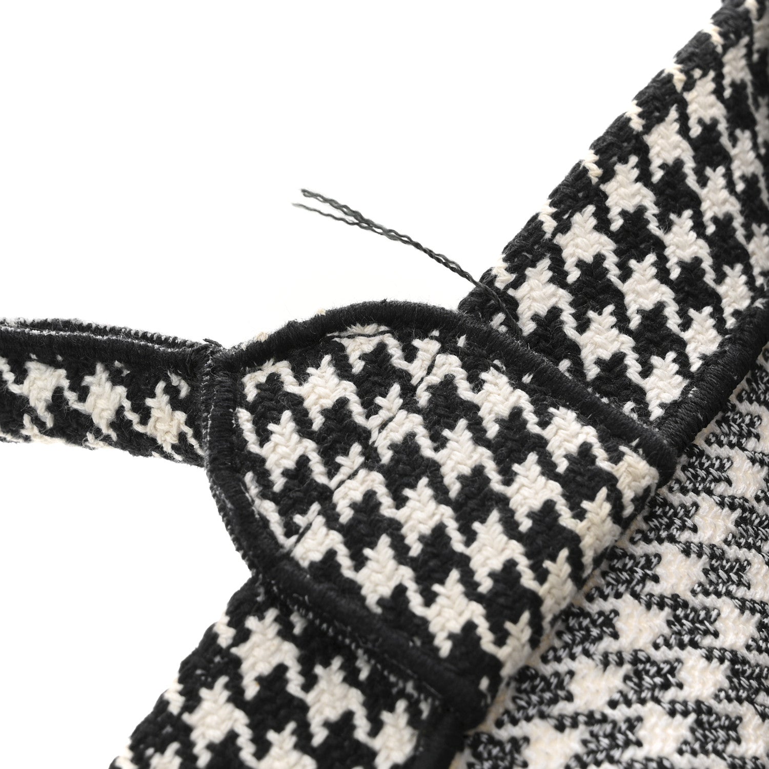 Christian Dior Canvas Houndstooth Embroidered Medium Book  Black White 14 of 14