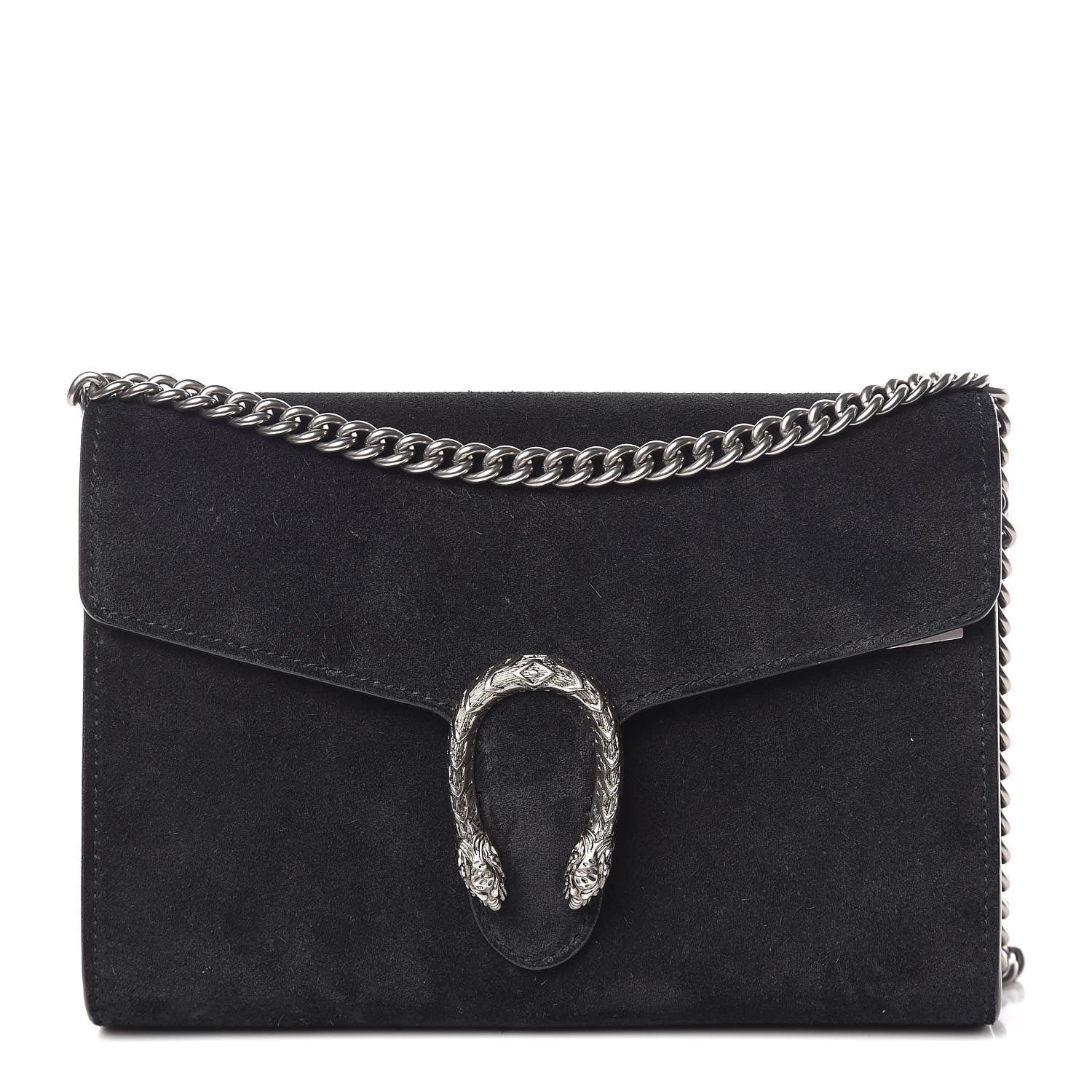 Gucci Suede Mini Dionysus Chain Wallet Black 1 of 12