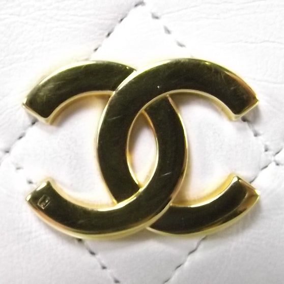 Quilted Lambskin 3 Way Clutch Bag White