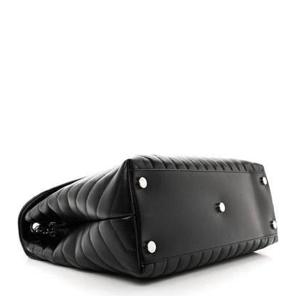 Saint Laurent SAINT LAURENT Calfskin Y Quilted Monogram Large Loulou Chain Satchel Black 4 of 11