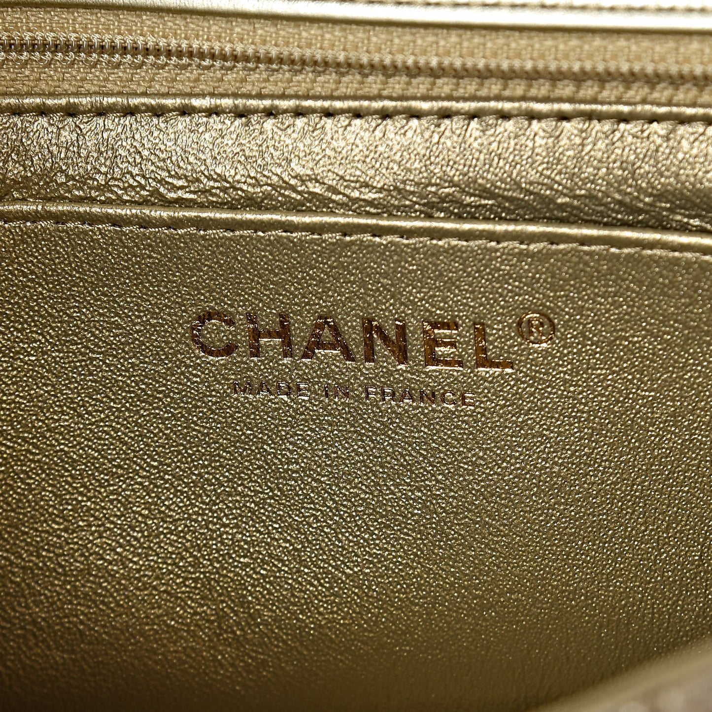 Patent Metallic Crumpled Calfskin Chevron Quilted Mini Rectangular Flap Gold