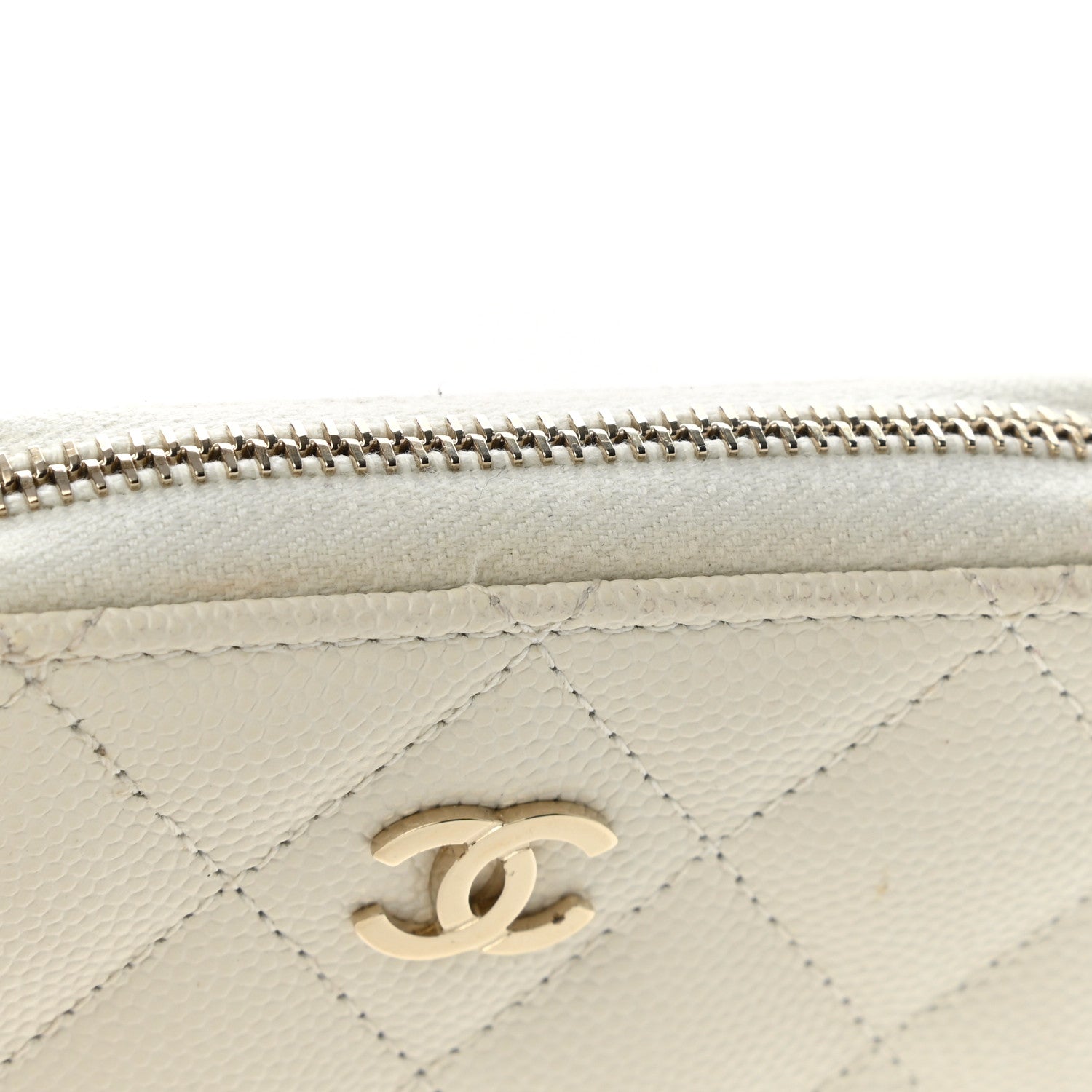Chanel Caviar Quilted Zip Coin Purse White 11 of 12