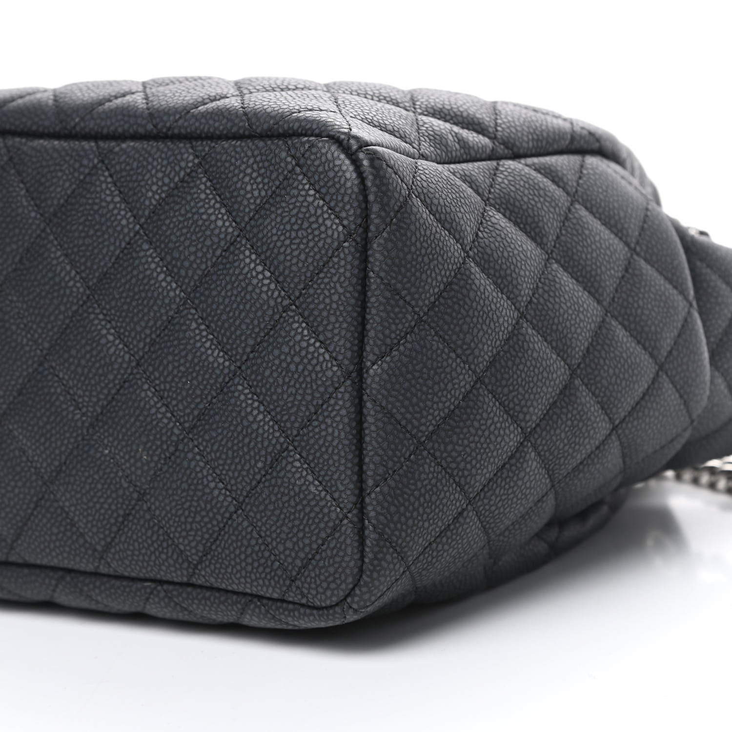Chanel Caviar Flat Quilted CC Chain Bucket Drawstring Bag Black 10 of 11