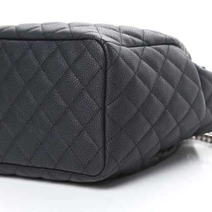 Chanel Caviar Flat Quilted CC Chain Bucket Drawstring Bag Black 10 of 11