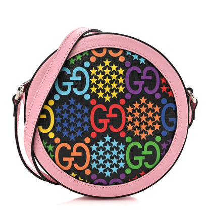 Gucci GG Supreme Monogram Psychedelic Round Shoulder Bag Black Multicolor Sugar Pink 1 of 12