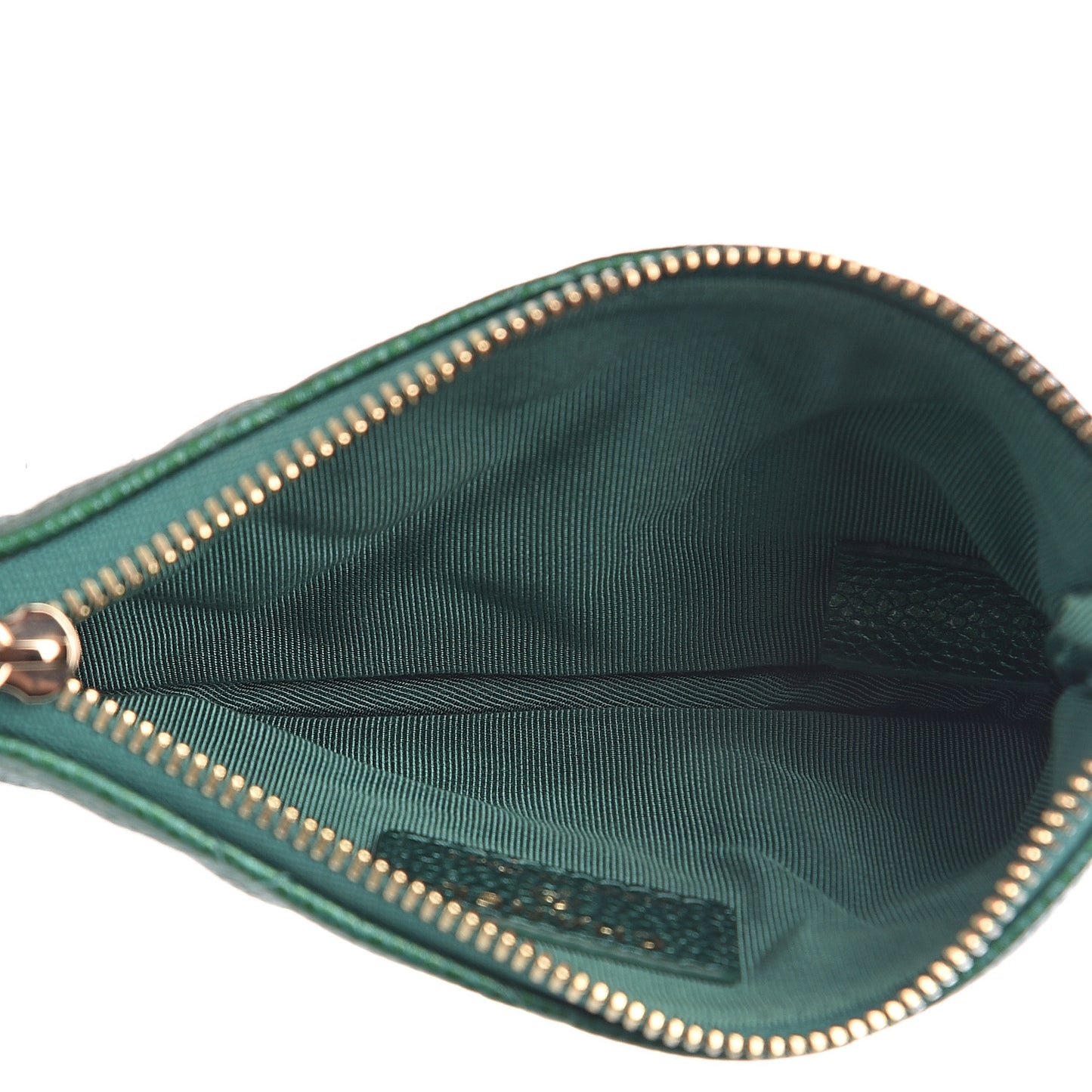 Metallic Caviar Quilted Small Cosmetic Case Green
