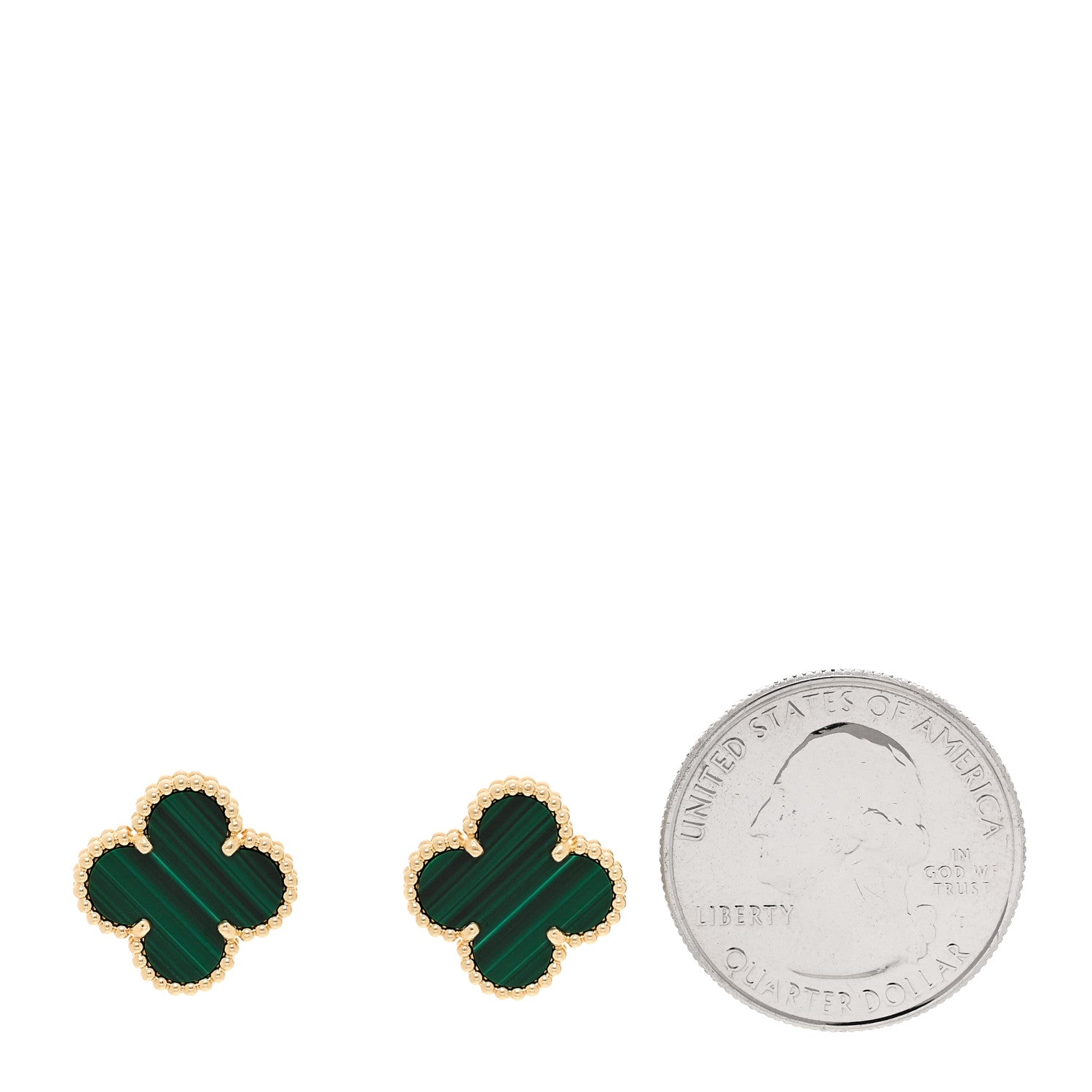 Van Cleef & Arpels 18K Yellow Gold Malachite Vintage Alhambra Earrings 2 of 5