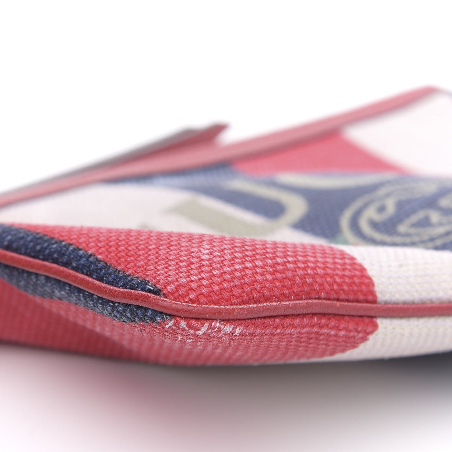 Canvas Sylvie Stripe Logo Zip Pouch Mystic White Hibiscus Red Maritime