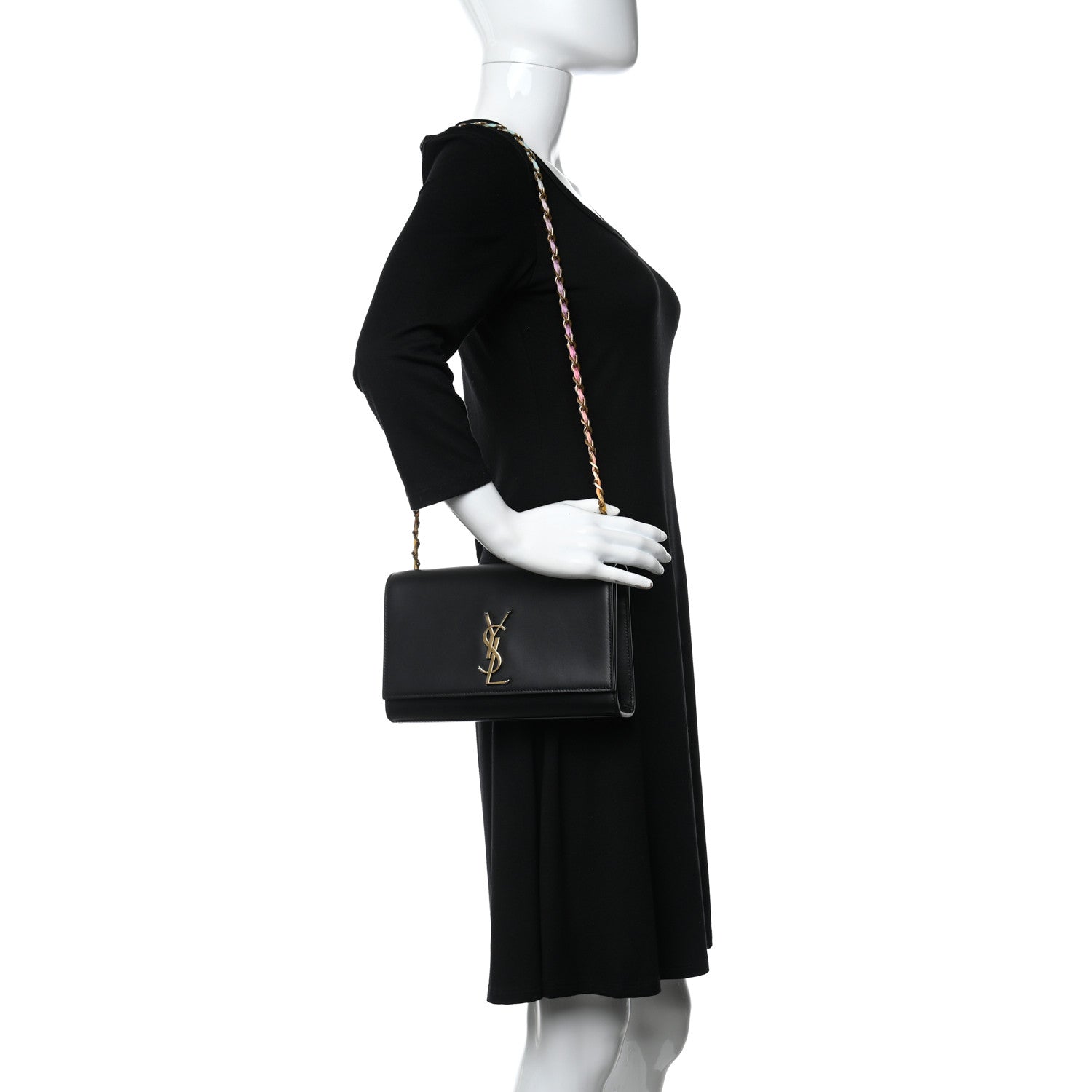 Saint Laurent Smooth Calfskin Medium Classic Monogram Kate Satchel Black 3 of 8