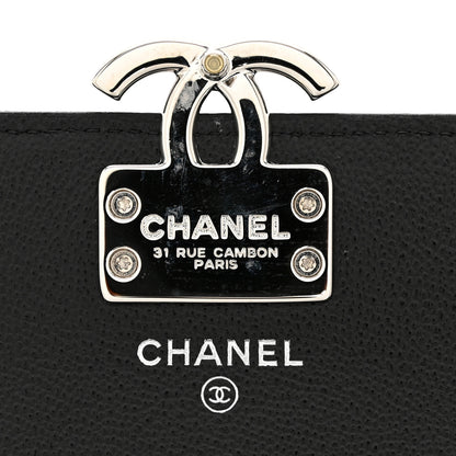 Chanel Grained Calfskin Quilted CC Box Pouch Black 9 of 12