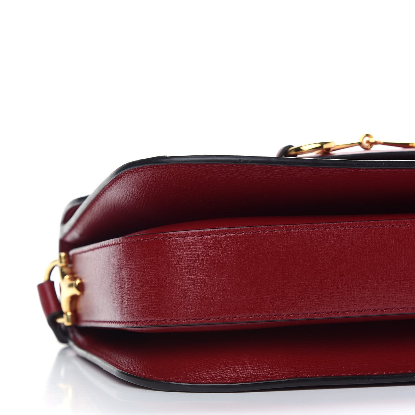 GG Supreme Monogram Azalea Calfskin Horsebit 1955 Shoulder Bag Beige Ebony New Cherry Red