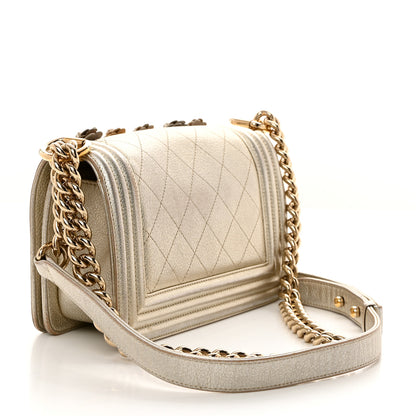 Chanel Metallic Calfskin Quilted Camellia Small Boy Flap Gold 2 of 18