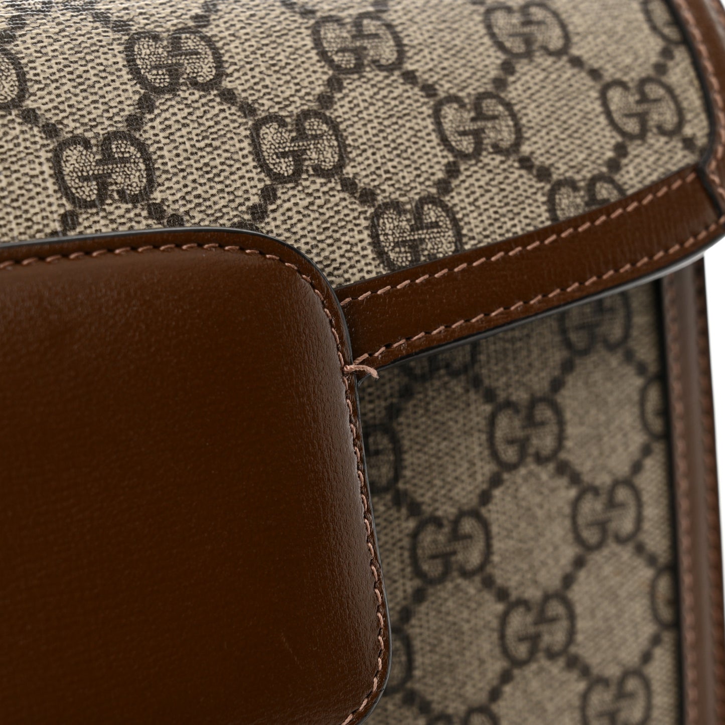 GG Supreme Monogram Horsebit 1955 Shoulder Bag Beige Brown Sugar