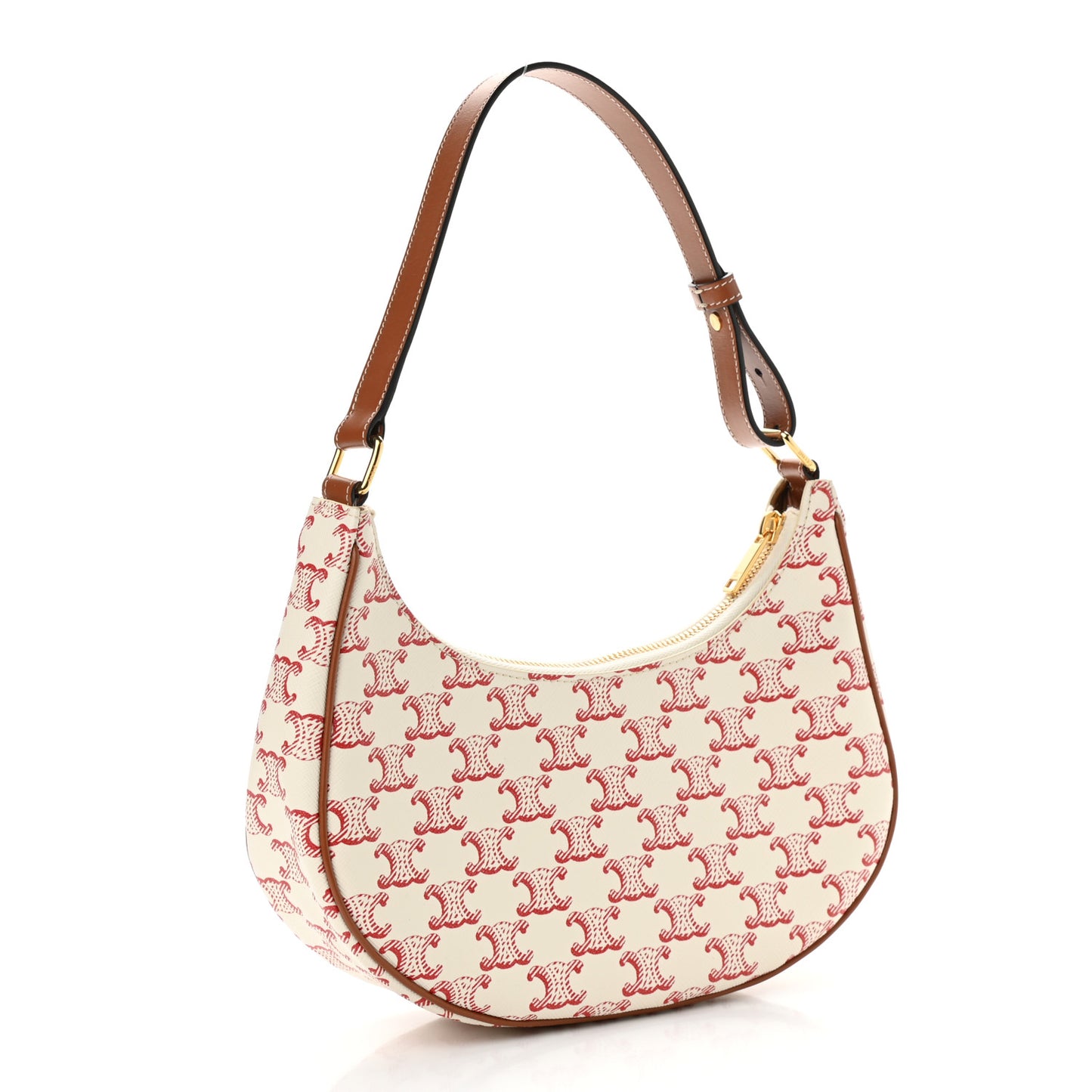 Canvas Calfskin Ava Triomphe Shoulder Bag White
