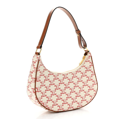 Celine Canvas Calfskin Ava Triomphe Shoulder Bag White 3 of 11
