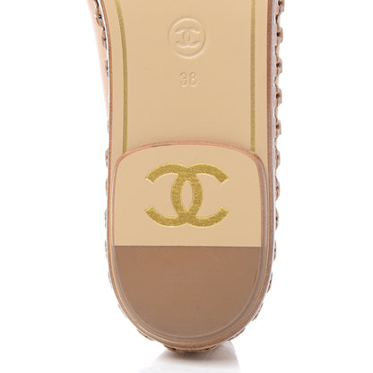 Chanel Lambskin Chain CC Mocassin Loafer Espadrilles 38 Beige Black 7 of 10
