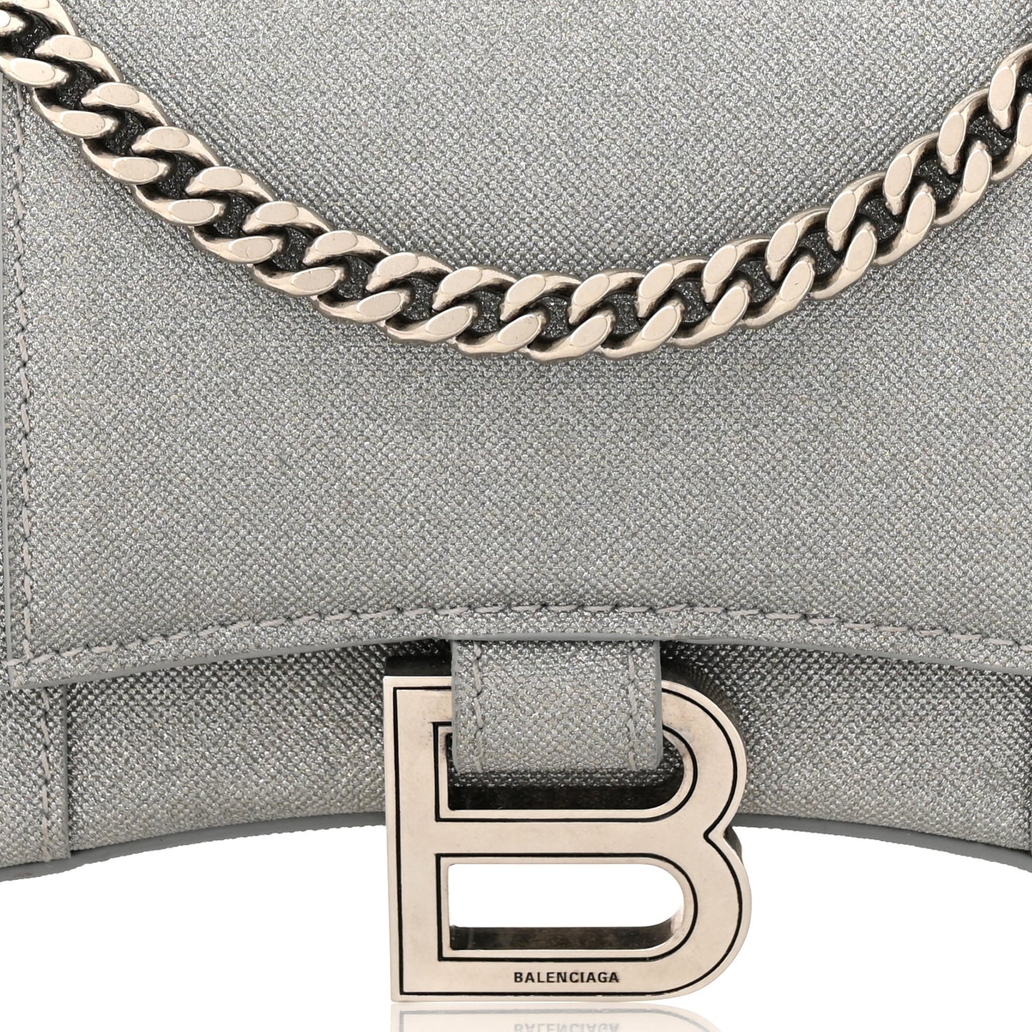 Glitter Fabric Hourglass Chain Bag Grey