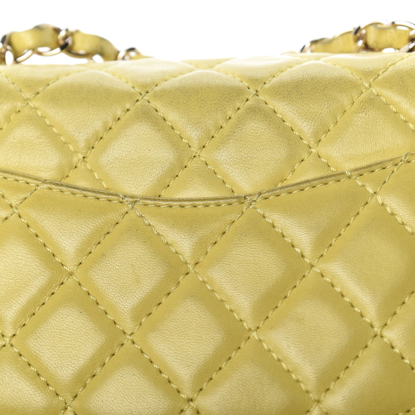 Lambskin Quilted Mini Square Flap Yellow