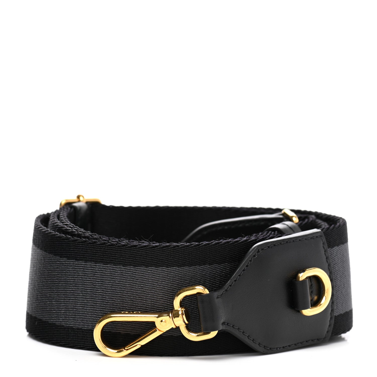 Prada Vitello Daino Fabric Striped Shoulder Strap Black Grey 1 of 6