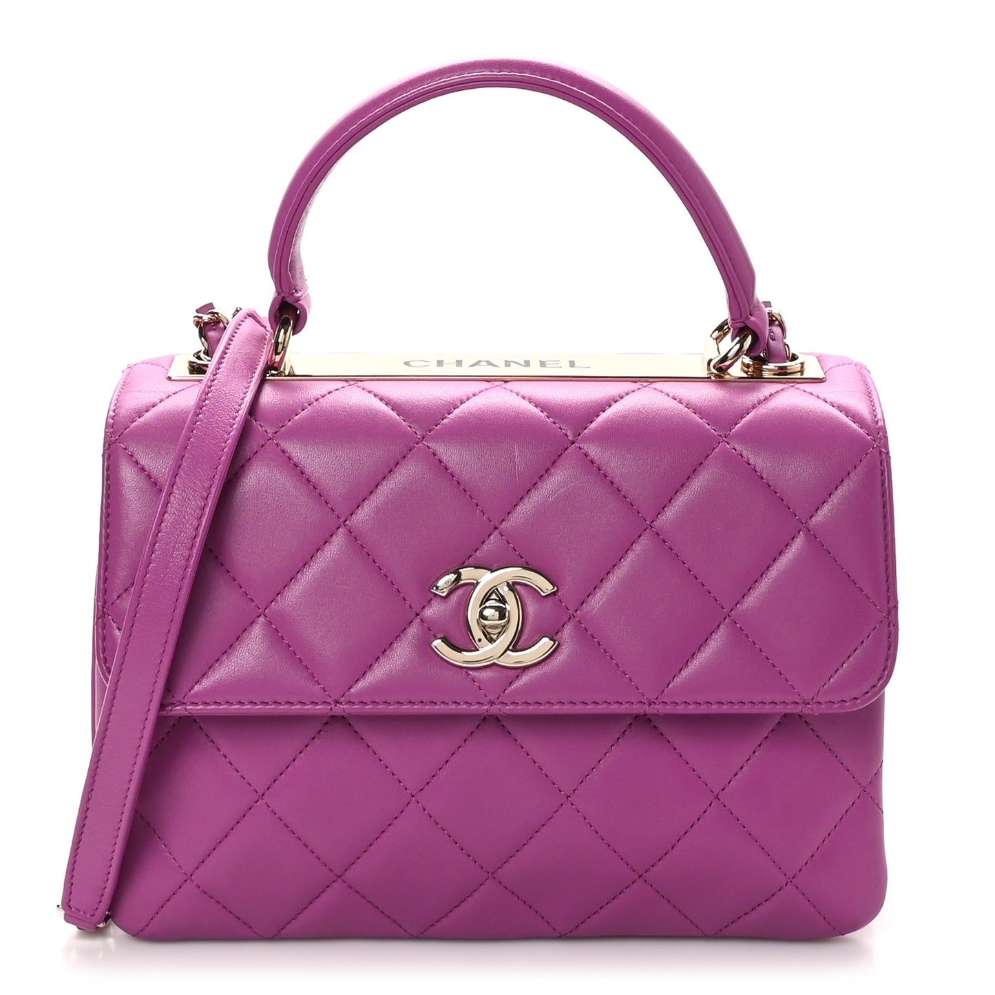 Lambskin Quilted Small Trendy CC Flap Dual Handle Bag Pink